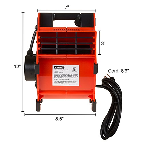 Blower Fan - 3-Speed Heavy-Duty Floor and Carpet Dryer - 1600 watts -Portable Air Mover with 4 Different Angles for Basements, Cars or Garages by Stalwart (Red)