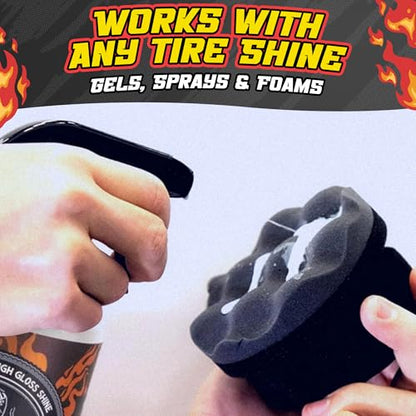 Salty Captain Tire Shine Applicator Pad – Ergonomic Hex-Grip Sponge for Easy, Mess-Free Application – Evenly Spreads Gel, Spray & Dressing – Durable for Professional Auto Detailing
