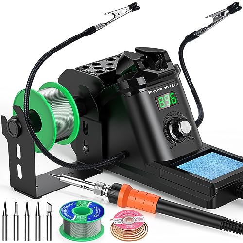 Preciva 926 III 130W MAX Digital Soldering Station with Auto Sleep & Calibration | Complete Kit Includes 5 Tips, Helping Hands, Solder Wire, Solder Wick | °C/ºF Display - size: 926 III