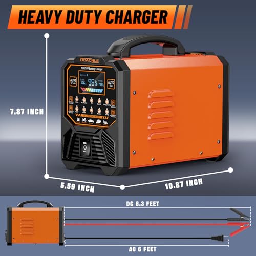 DCACNLE 12V/24V 0-15A Car Battery Charger Heavy Duty, Smart Trickle Charger | Automatic Maintaine, Desulfator with Overcharge Protection & Auto Shutoffs,Suitable for Various Vehicles&Lead Acid Batteries