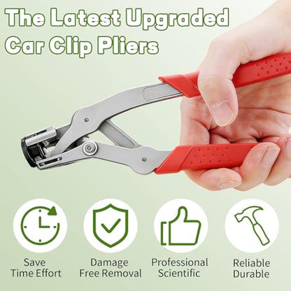 Car Clip Pliers, 1 Pcs Panel Clip Removal Tool, Professional Plastic Auto Fastener Removal Pliers, Interior & Exterior Trim, Damage-Free Disassembly Tool for Mechanics (Red)