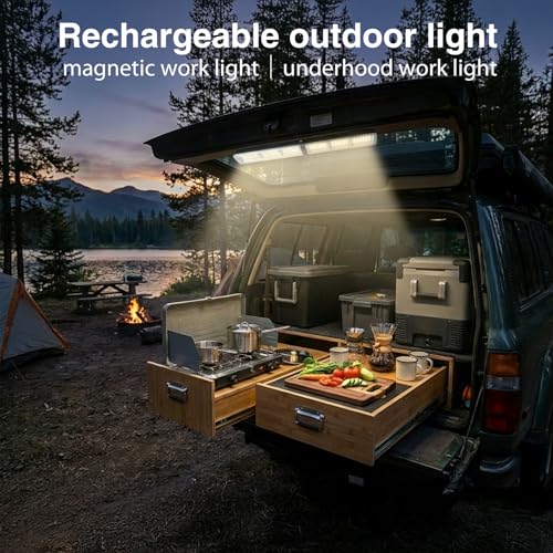 Solar Magnetic Work Light Bar 3000LM 4000mAh, Rechargeable LED Underhood Mechanic Light for Car Repair & Camping, Strong Magnet Base, Tripod Mount, Hook, Type-C - style: L0