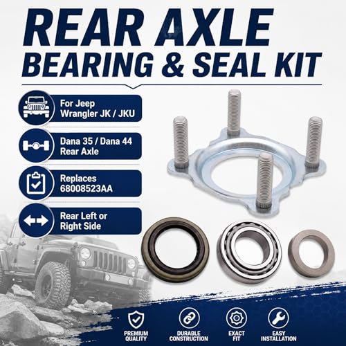 68008523AA Rear Axle Bearing Seal Kit for Jeep Wrangler JK 2007-2018 | Fits 2007-2018 Jeep Wrangler JK JKU Dana 35/44 Rear Axle