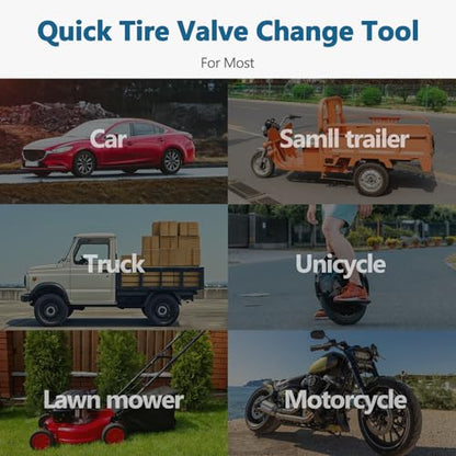 45 PCS Valve Stem Core Removal Replacement Tool Kit, Tire Valve Stem Removal Tool and TR412, TR413, TR414 Tire Snap in Short Rubber Valve Stem, 4 Way Valve Core Remover
