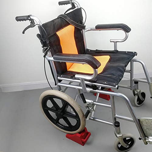 ROBLOCK 2 Pack Rubber Wheelchair Chock Stopper with Handle for Wheelchair Stability Hospital Garden Dinner Room- Red - color: Red