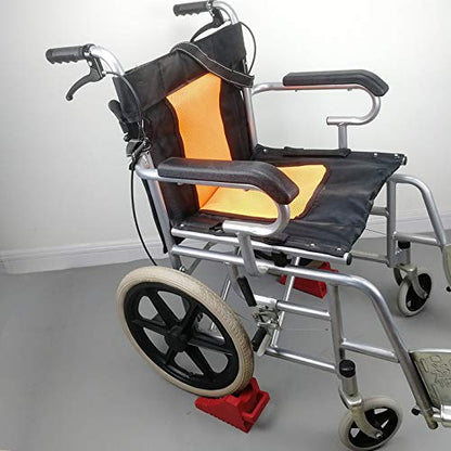 ROBLOCK 2 Pack Rubber Wheelchair Chock Stopper with Handle for Wheelchair Stability Hospital Garden Dinner Room- Red - color: Red