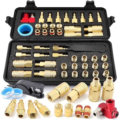 1/4" NPT Air Coupler and Plug Kit,48-Piece Industrial Quick Connect Fittings Set for Air Compressor Accessories and Air Hose - color: 48Pcs