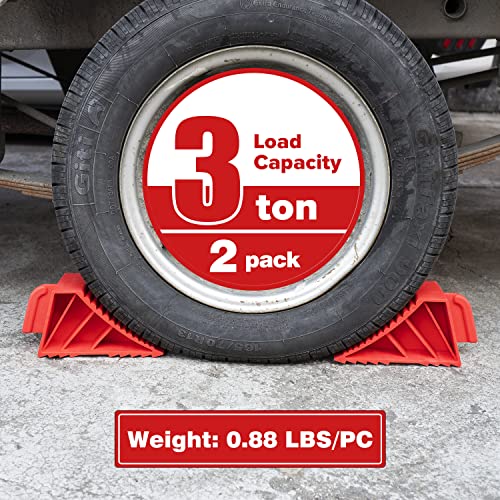 Wheel Chocks ABS Plastic Heavy Duty, Tire Chocks for Travel Trailers, RV, Camper, and Trucks 2-Pack, Red - color: red 2-pack