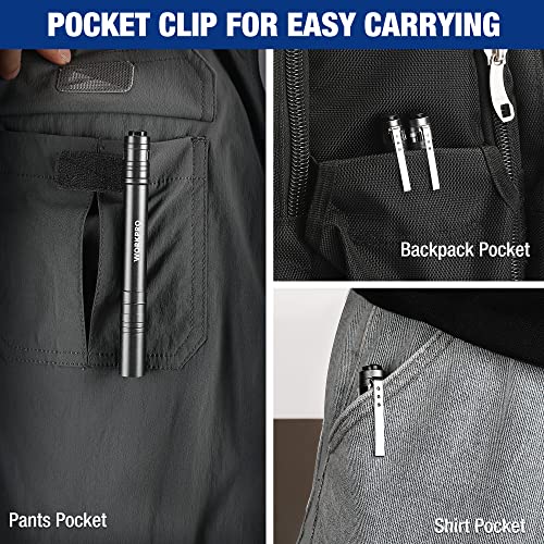 WORKPRO LED Pen Light, Aluminum Pen Flashlights, Pocket Flashlight with Clip for Inspection, Emergency, Everyday, 2AAA Batteries Include, Gray(4-Pack) - color: Gray