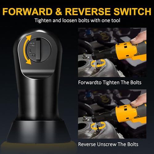 Cordless Ratchet Wrench for Dewalt 20V Battery, 3/8" Electric Ratchet Set 45 Ft-lbs (60 N.m), Variable Speed control, 580RPM Power, 8 Sockets (9/10/11/12/13/14/15/17mm) - No Battery