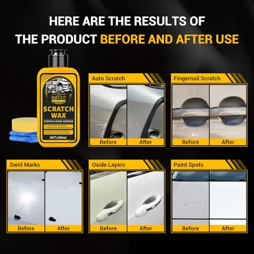 Car Scratch Remover for Vehicles, Scratch Repair Wax, Rubbing & Polishing Compound, Easily Removes Surface Scratches, Effectively Reduces Swirl Marks for Cars and Other Vehicles, 3.4oz/100ml