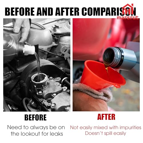 2pcs Long Skinny Neck Oil Funnel for Automotive Transmission Fluid, Multi-Function for Change Car Motorcycle Engine Kerosene Diesel Fuel Lubricant Water Liquids Filling, Thin Nose, Spill Free