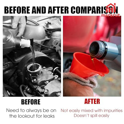 2pcs Long Skinny Neck Oil Funnel for Automotive Transmission Fluid, Multi-Function for Change Car Motorcycle Engine Kerosene Diesel Fuel Lubricant Water Liquids Filling, Thin Nose, Spill Free
