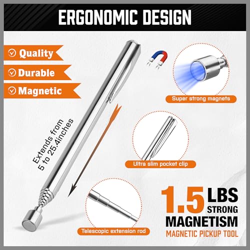 HORUSDY 4-PIECE Telescoping Magnetic Pickup Tools Set - Extendable Magnetic Pick Up Tools，Flexible Bendable Spring Magnet Stick - style: 4-PIECE Magnetic Pickup Tools Set