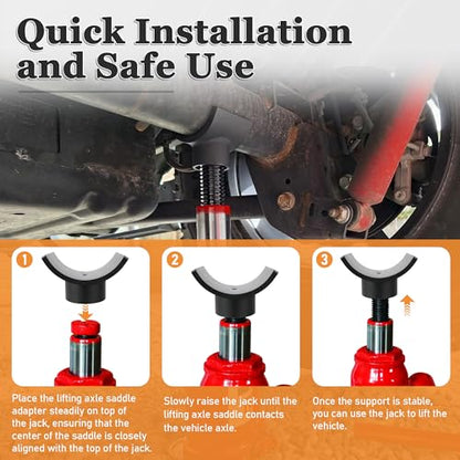 Bottle Jack Axle Adapter Lifting Saddle, Heavy Duty Steel Axle Cradle Compatible with 3", 4" Round Axles Tubes & Dana 60/70/80 Hydraulic Jack for RV, Truck, Trailer & Off-Road Use, 4 Inchs - size: 4 INCH