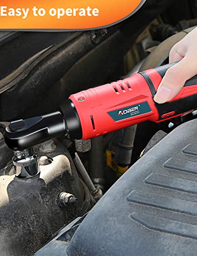 AOBEN Cordless Electric Ratchet Wrench Set, 3/8" 12V Power Ratchet Tool Kit With 2 Packs 2000mAh Lithium-Ion Battery And Charger - style: AB733-1T