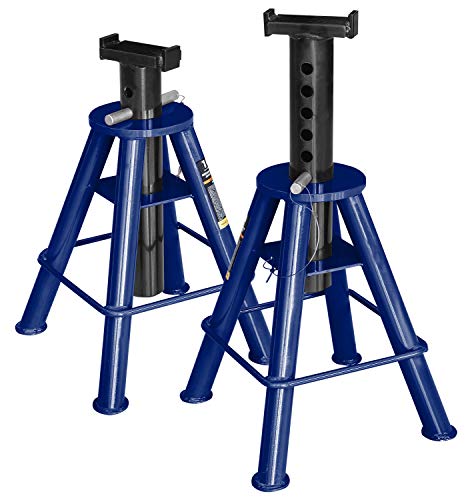 TCE 10 Ton (20,000 lb) Capacity Heavy Duty Steel Jack Stands, Medium Profile, 2 Pack, T70071 , Blue - style: Medium Profile