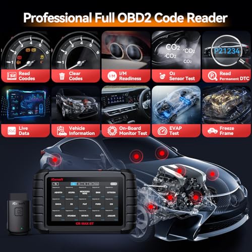iCarsoft CR Max BT Wireless OBD2 Scanner, All System Car Diagnostic Tool, 50 Reset+Extra 46 Service, 40000+Bidirectional Tests, ECU Coding, Battery Registration,CANFD, Auto VIN, Free Update