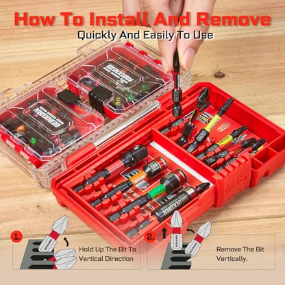 Geinxurn 66Pieces Impact Screwdriver Bits Set, Magnetic S2 Steel 1”/2”/3” Phillips/Square/Torx/Slotted Bits Tips,Impact Bit Holder and Nut Driver with Storage Box Case - style: UTCM066