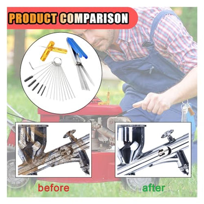JOYCOURT Carburetor Torch Tips Jet Remove Cleaner, Airbrush Cleaning Kit, 13 Cleaning Set+1 Sharp Pick+5 Nylon Brushes+10 Cleaning Rods +1 Throttle Wrench for Motorcycle Moped Welder Carb Cleaner - size: 1 Set with Sharp Pick