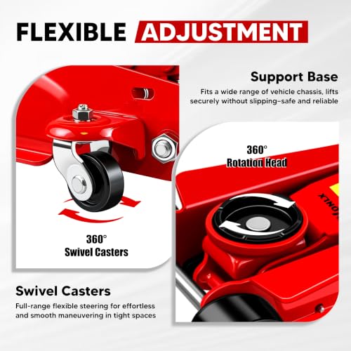Floor Jack 2.5 Ton, 5500 lbs Capacity Low Profile Floor Jack with Single Piston Pump, Heavy Duty Steel Hydraulic Jack with Lifting Range 3.4'' to 15.2'' for Car, Sedans, Pickups, MPVs