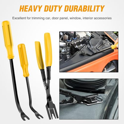 GOOACC 238Pcs Trim Removal Tool, Auto Push Pin Bumper Retainer Clip Set Fastener Terminal Remover Tool Adhesive Cable Clips Kit Car Panel Radio Removal Auto Clip Pliers, Yellow - color: 120Pcs Clips + 118 Remover Yellow