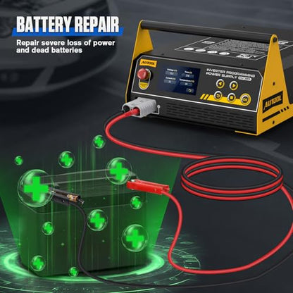 AUTOOL Flash Reprogramming Power Supply, Car Battery Charger with Battery Maintainer Jump Starter Mode, Adjustable Charging Current Voltage, for Lithium & Lead-Acid Battery, with Touchscreens