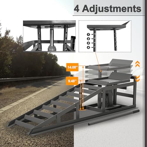 2 Pack Hydraulic Car Ramps, Rpuzonier 5T 11000lbs Low Profile Car Lift Service Ramps Truck Trailer Garage, Height Hydraulic Vehicle Ramps for DIY Repair Stores Auto Beauty Stores (Gray) - size: Gray