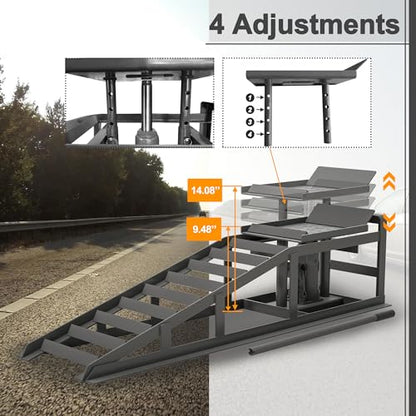2 Pack Hydraulic Car Ramps, Rpuzonier 5T 11000lbs Low Profile Car Lift Service Ramps Truck Trailer Garage, Height Hydraulic Vehicle Ramps for DIY Repair Stores Auto Beauty Stores (Gray) - size: Gray
