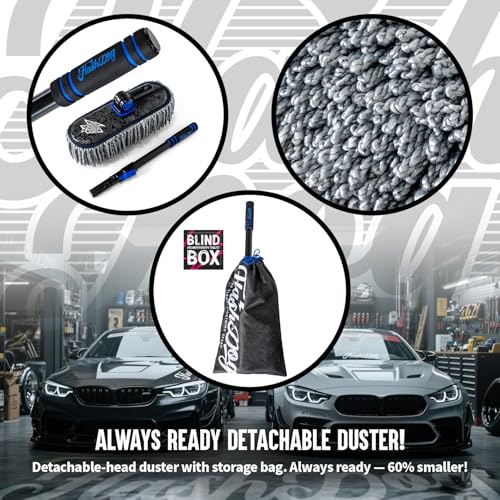 Flash Dog Microfiber Car Duster Exterior - Scratch Free | Waterless Cleaning Brush for Cars/SUV/Truck Roofs, Windshields | Telescopic Aluminum Alloy Handle - color: Gray