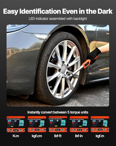 VEVOR Digital Torque Wrench 3/8 1/2 Inch Drive, 0-44.25FT.LB(0-60Nm)/0-162.26FT.LB(0-220Nm) ±2% Accuracy, Electronic Torque Wrench with Preset Mode,Vibration,Buzzer,LED Notification,5Units of Measure - size: 0-44.25FT.LB, 0-162.26FT.LB, style: 3/8 1/2-Inc