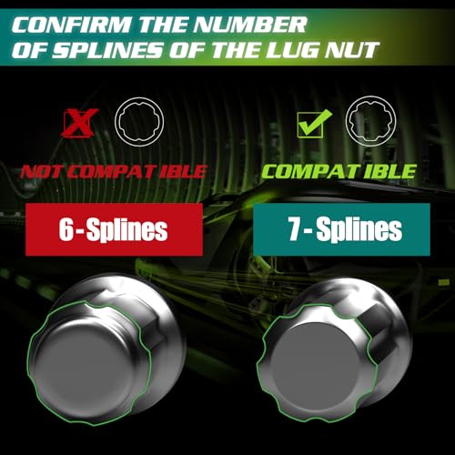 7 Spline Lug Nuts Socket Key - 20mm Hex Socket for Small Diameter Lug Nuts (M14x1.5, M14x1.75, M14x2, 9/16"-18) 7 Point Tuner Key Tool 1pc - color: Black, size: 7 Spline, style: 1 Pcs