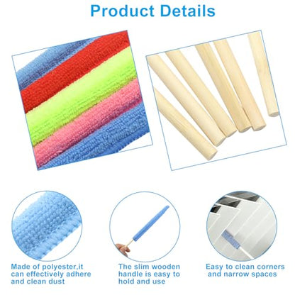 24 Pcs Microfiber Detail Duster Sticks | Mini Duster Crevice Cleaning Tool Kit, For Car Air Vents, Home Blinds, Fans, Windows, Small Spaces, Gap Dust Cleaner