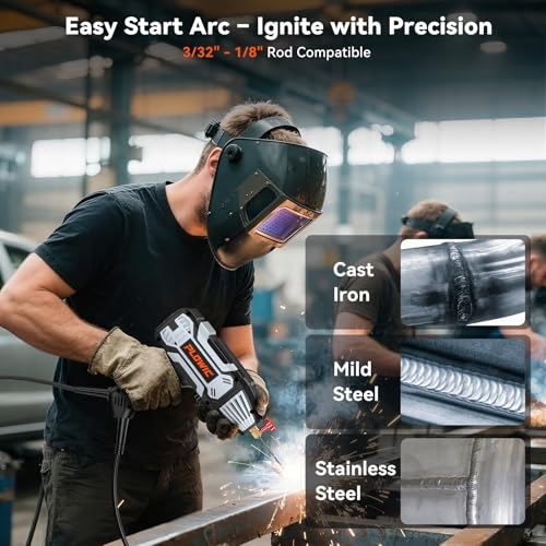 Portable Handheld Welding Machine 110V: 200A IGBT Inverter ARC Welder Gun with Digital Display & 6-Level Current Control, Hot Start & Anti-Stick Fits for 3/32"-1/8" Stick Rod - style: MMA200