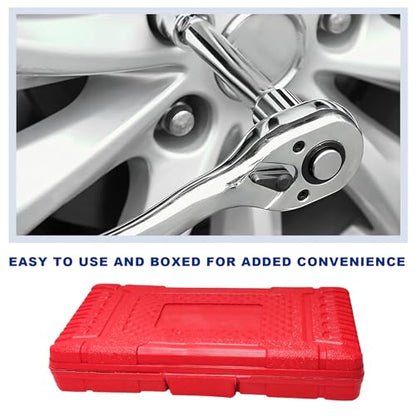 46PCS 1/4 Inch Car Repair Tool Set, Metric Socket Ratchet Wrench Set with Extension Bars & Bits, Quick-Release Ratchet Combination Tools Kit for Auto Repairing & Household
