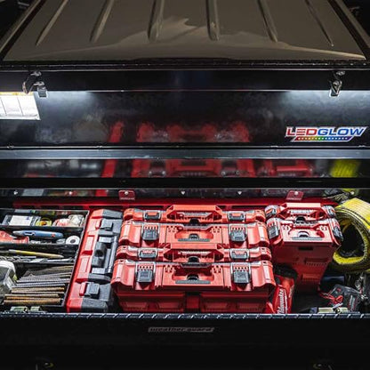 LEDGlow 2pc White Truck Tool Box LED Lighting Kit for Work & Utility Trucks | Universal Fitment 12" Tubes Install Inside the Lid & Shine Down on Tools, Includes Magnetic Power Switch for Automatic On/Off