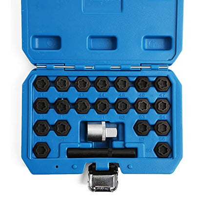 WINTOOLS Compatible for 22PC Anti-Theft Wheel Locking Bolt Nut Key Removal Set Wheels Locks for BMW