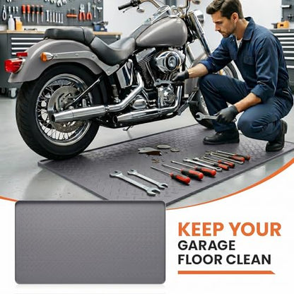 Oil Spill Mat 51" x 26", Large Silicone Oil Mat for Garage, Oil Change Mat with 0.7" Raised Edge, Leak Containment, Oil Drip Pan Alternative for Car, Lawn Mowers (Gray)
