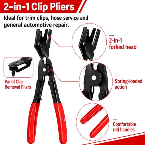 5-Piece Automotive Electrical Disconnect Pliers Kit, Electrical Connector & Terminal Removal Tool Set with Hose Clamp Pliers for Wire Harness, Sensor Plugs & Trim Clips with Storage Bag
