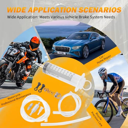 MOTO4U Motorcycle Brake Bleeder Kit, Hydraulic Disc Clutch Bleeding Kit,100ML Syringe with 50cm Hose & One Way Check Valve Tube Bleeding Tool, Motorcycle clutch, Brake Bleeder Tool