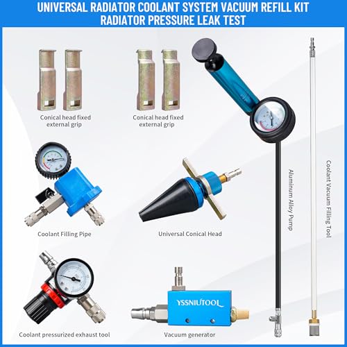 Universal Radiator Pressure Tester Coolant Pressure Tester Car Coolant Vacuum Refill Kit, Vacuum Filled, Residual Liquid Discharge Tool, Coolant Pressure Detector Set, Vacuum Cooling System