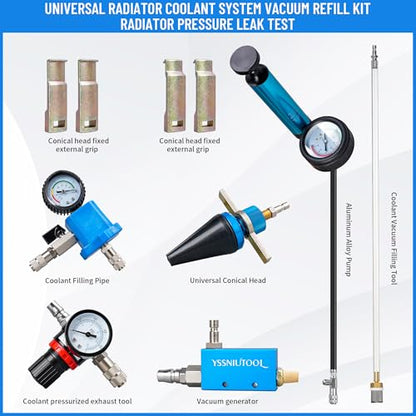 Universal Radiator Pressure Tester Coolant Pressure Tester Car Coolant Vacuum Refill Kit, Vacuum Filled, Residual Liquid Discharge Tool, Coolant Pressure Detector Set, Vacuum Cooling System