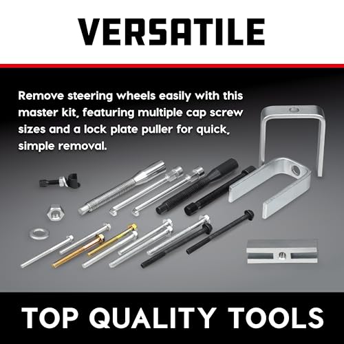 Powerbuilt Master Steering Wheel and Lock Plate Puller Kit, Foreign and Domestic Vehicles, 16 Piece Car Repair Tool Set - 648748 - style: 16 Piece