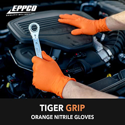 EPPCO TigerGrip 8-Mil Nitrile Glove Disposable Powder, Latex Free Textured Superior Grip Orange Gloves, Medium, Box of 100 - size: Medium (Pack of 100)