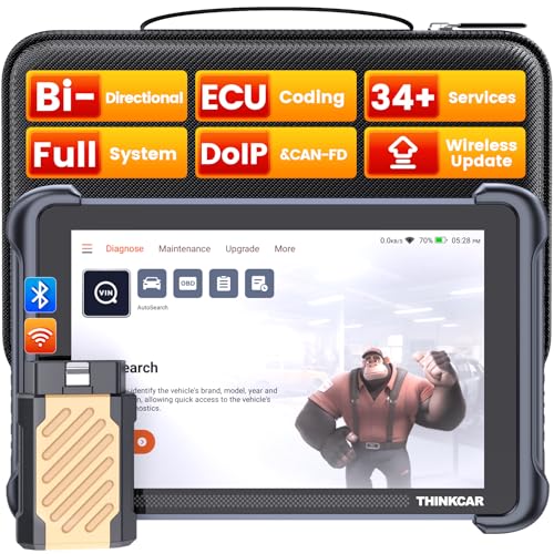 THINKCAR Bidirectional Scan Tool, THINKSCAN 689BT All System Automotive Diagnostic Tool, Bi Directional OBD2 Scanner with ECU Coding, 34 Services, FCA Autoauth, CANFD and DoIP, Wireless Update