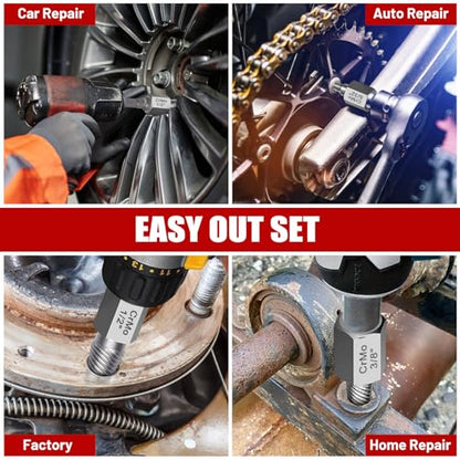 15 Pieces Screw Extractor Set, Easy Out Bolt Extractor Kit, 3/8" Inch Drive Hex Head Multi-Spline Bolt Remover Kit Tool for Removing Stripped, Broken Rusted Bolts Screws - size: 15PCS