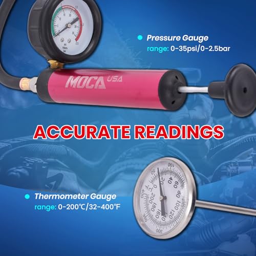 MOCA 14-Piece Aluminum Radiator Pressure Tester Tool Kit, Vacuum Pressure Cooling System Coolant Pressure Leak Detector with Hand Pump and Adapters for Automotive Vehicles - size: 14 PCS