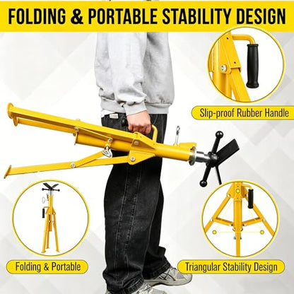 Garvee V Head Tripod Pipe Jack Stand, 1/8"-12" Pipe Support Rest, 2500 LB Heavy Duty Carbon Steel Adjustable 28"-52" Folding Portable Pipe Stand for Welding Pipe | Heavy Duty Carbon Steel Adjustable 28"-52" Folding Portable Pipe Stand for Welding Pipe - c