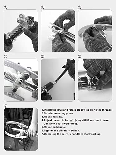 AMZCNC Hydraulic Gear Puller 5 Ton Max. Capacity Hydraulic Puller 2 or 3 Jaws Bearing Hub Separator,Hydraulic Puller Separator Tool for Pulling Hubs, Flanges, Gears, Bearings (5Ton 8" jaw)