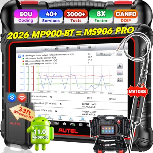 Autel Scanner MaxiPRO MP900-BT w/ MV108S: 2026 MP900BT V2.0 ECU C0ding as MS906 PRO MS906MAX, Up of MP900 MS906BT MP808BT PRO MK900BT, 40+ Service, DoIP&CAN FD, 3K+ Bidirectional Diagnostic Scan Tool